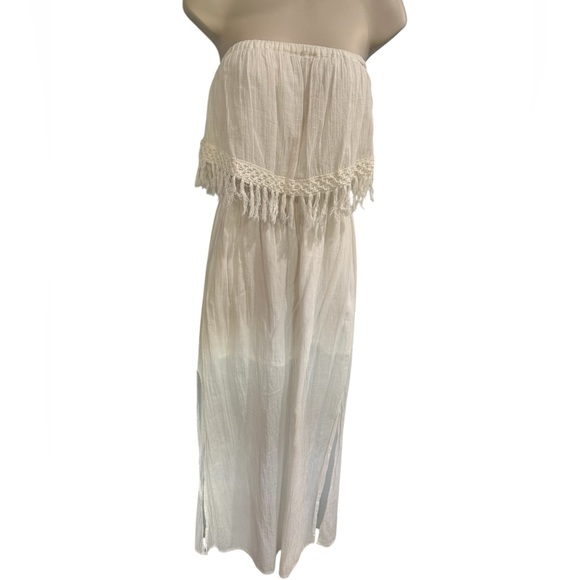 Rip Curl Strapless Boho Fringe Maxi Dress - Picture 1 of 6